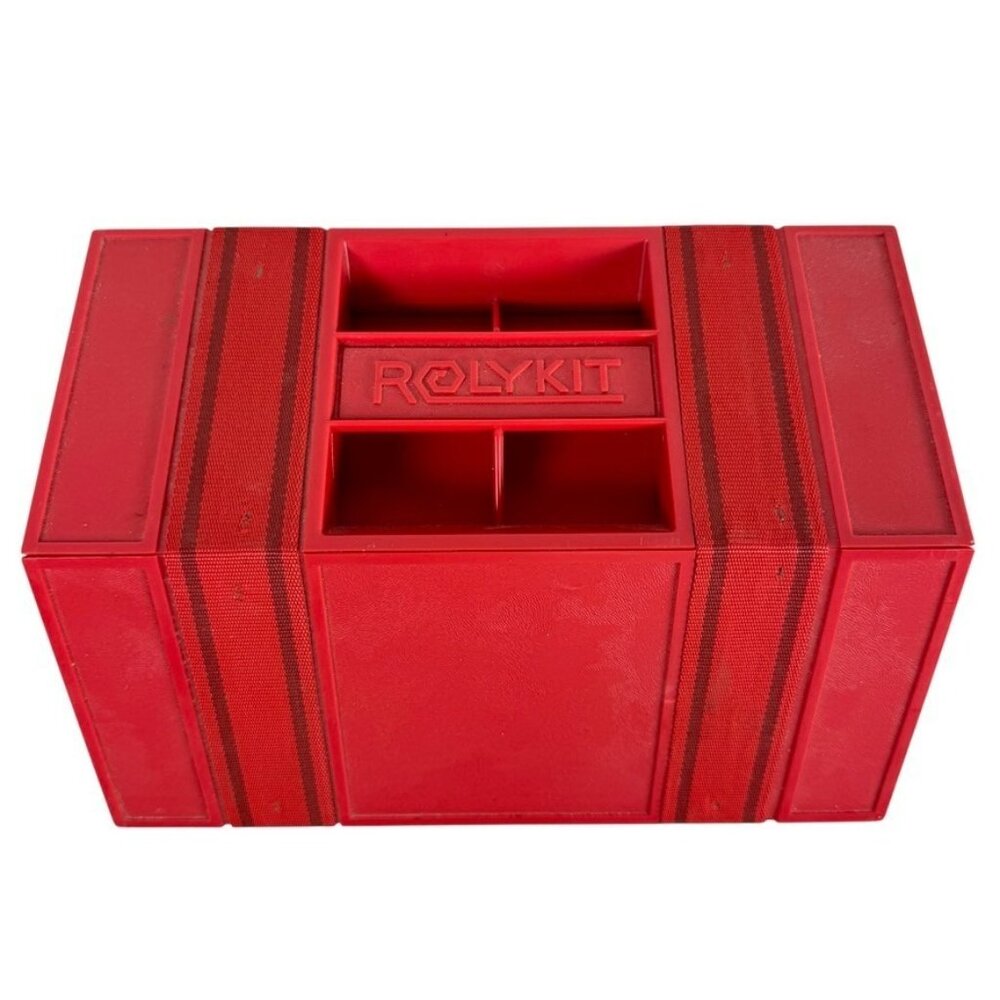 Vintage Rolykit Red Portable Tool Box Organizer Parts Sewing Crafts Fishing